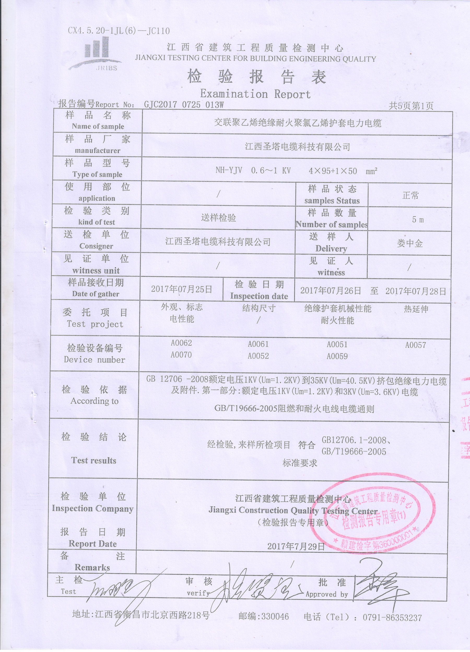 耐火电缆检测报告